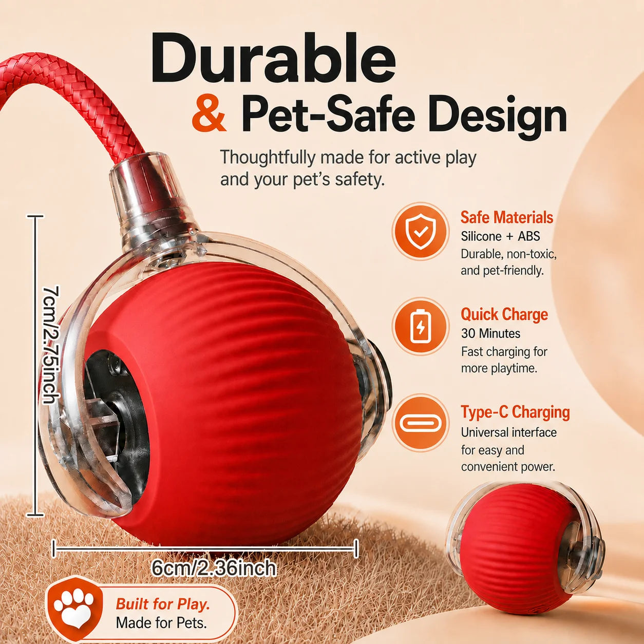 Interactive Self-Rolling Dog Ball